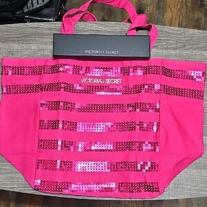 Victoria's Secret Pink Glam Sequin Tote & GOLD Bracelet 2-piece